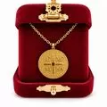 Gold-Tone Stainless Steel Constantinato Necklace IC XC NIKA with Red Stone and Chain