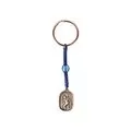 Silver-Plated Keychain with Double-Sided Icon – Light Blue Crystal Bead & Macrame