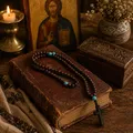 Mount Athos Prayer Rope With 100 Ηowlite Beads and Cross with Μacramé Βraiding