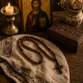 Orthodox Prayer Rope with Wooden Beads and Cross with Macrame Braided