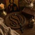 Orthodox Prayer Rope with Wooden Beads and Cross with Macrame Braided