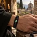 Μαύρο Δερμάτινο Βραχιόλι με Σταυρό από Αμπαλόνε Φίλντισι