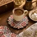 Set of 4 Ceramic Relief Coasters with Gold Leaf