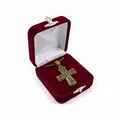 Double-Sided Orthodox Cross Pendant with Chain – Crucifixion & Holy Virgin Mary