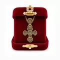 Gold-Tone Crucifix Cross Necklace with Sacred Figures