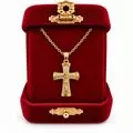 Gold-Tone Crucifix Cross Necklace with Clear Stones and Chain