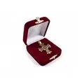 Byzantine Cross Pendant – 24K Gold Plated 925 Sterling Silver with Red Stone