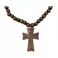 Wooden Crucifix Necklace with Wooden Beads