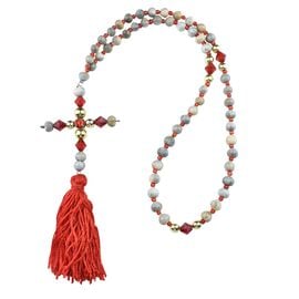 Mount Athos Orthodox Prayer Rope with 50 Tears of the Virgin Mary & Red Beads