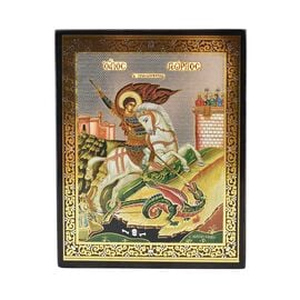 Silver and Gold Foil Icon Saint George 4.5x5.5cm