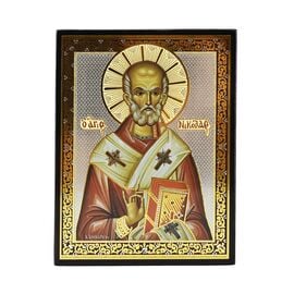 Silver and Gold Foil Icon Saint Nicholas 4.5x5.5cm