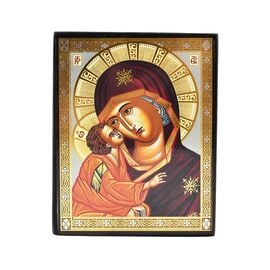 Silver and Gold Foil Icon Theotokos Glykofilousa 4.5x5.5cm