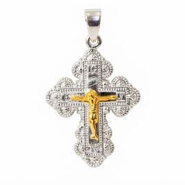 Silver Byzantine Style Cross Pendant with the Crucified Christ