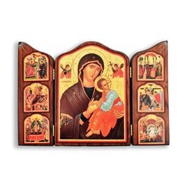 Icon Panagia Glykofilousa Triptych 20x29cm