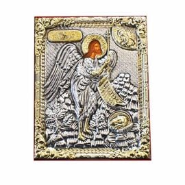 Silver-Plated Icon Saint John the Baptist on Velvet 10x14cm