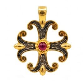 Silver-Plated Byzantine Cross with Gold Plating