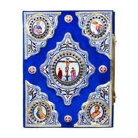 Ευαγγέλιο Επάργυρο με Σμάλτο και Βελούδο