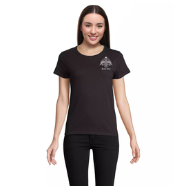 Γυναικείο Μαύρο T-Shirt από Οργανικό Βαμβάκι - Mount Athos Δικέφαλος Αετός - Small