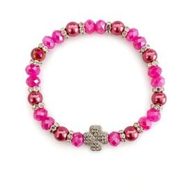 Women’s Austrian Glass Bead Bracelet with Zircon Cross - St. Nektarios Monastery