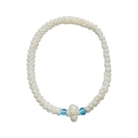 White Prayer Rope with Light Blue Beads