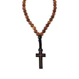 Orthodox Prayer Rope with 100 Wooden Beads and Cross with Macrame Braided