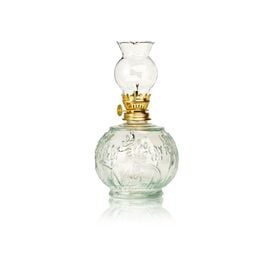 Clear Glass Paraffin Oil Lamp with Floral Design – 500 ml - 16.9 fl oz