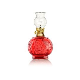 Red Glass Paraffin Oil Lamp with Floral Design – 500 ml - 16.9 fl oz