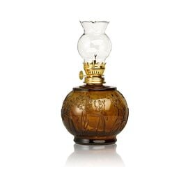 Amber Glass Paraffin Oil Lamp with Floral Design – 500 ml - 16.9 fl oz