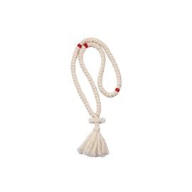 White Woolen Orthodox Prayer Rope with 100 Knots & a Tassel & Red Beads