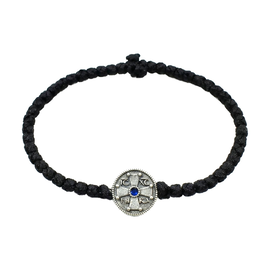 Μαύρο Κομποσκοίνι Καρπού με Ασημένιο Κωνσταντινάτο 925 & Μπλε Πέτρα