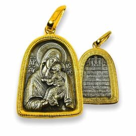 Μενταγιόν Διπλής Όψεως με την Παναγία Βρεφοκρατούσα Όψεως – Ασήμι 925 με Επιχρύσωση 24K