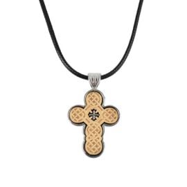 Metal Neck Cross with Wooden Decorations