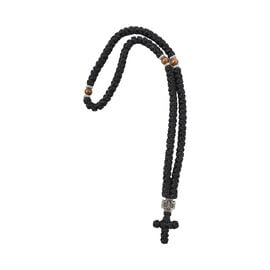 Μεταξωτό Κομποσχοίνι 100 Κόμποι - Ξύλινες Χάντρες και Σταυρό