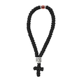 Μεταξωτό Κομποσχοίνι 50 Κόμπων με Κόκκινη Χάντρα και Σταυρό