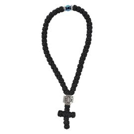 Μεταξωτό Κομποσχοίνι 50 Κόμπων με Μπλε Χάντρα και Σταυρό