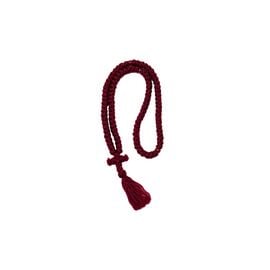 Maroon Woolen Orthodox Prayer Rope with 100 Knots & a Tassel & Red Beads