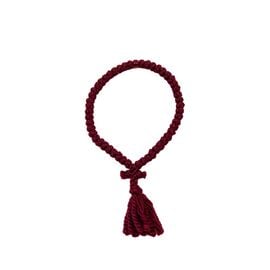 Maroon Woolen Orthodox Prayer Rope with 50 Knots & a Tassel & a Red Bead