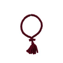 Maroon Woolen Orthodox Prayer Rope with 50 Knots & a Tassel & a Black Bead