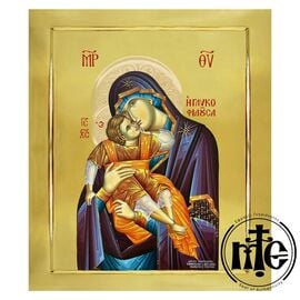 Παναγία Γλυκοφιλούσα Αγιογραφία - Στιλβωτό με Πομπέ Φωτοστέφανο