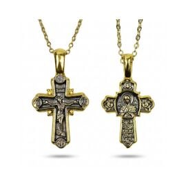 Double-Sided Cross Necklace with Chain – Holy Virgin Mary and Crucifix
