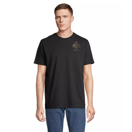 Unisex Organic Black T-shirt with Gold Byzantine Eagle Symbol - Large