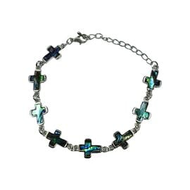 Green Mother-of-Pearl Cross Bracelet