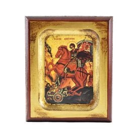 Handmade Icon Saint Demetrius on Carved Wood 10x12cm