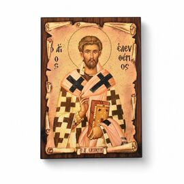 Handmade Icon Saint Eleftherios on Papyrus 7x9cm