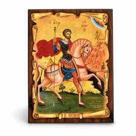 Handmade Icon Saint Eustathios on Papyrus 7x9cm