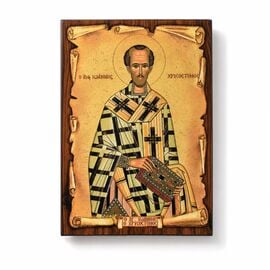 Handmade Icon Saint John Chrysostomos on Papyrus 7x9cm