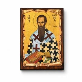 Handmade Icon Saint Basil the Great on Papyrus 5x6cm