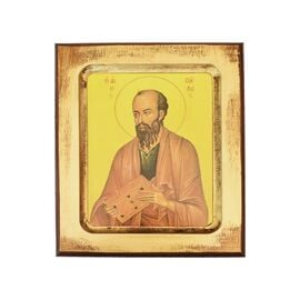 Handmade Icon Apostle Paul on Carved Wood 10x12cm