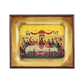Handmade Icon The Last Supper on Carved Wood 10x12cm