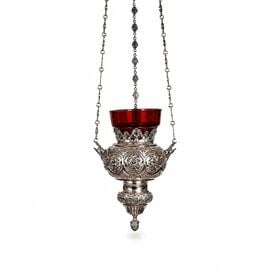 Handmade Silver Orthodox Hanging Oil Lamp from the Brotherhood of Thomas - Mount Athos